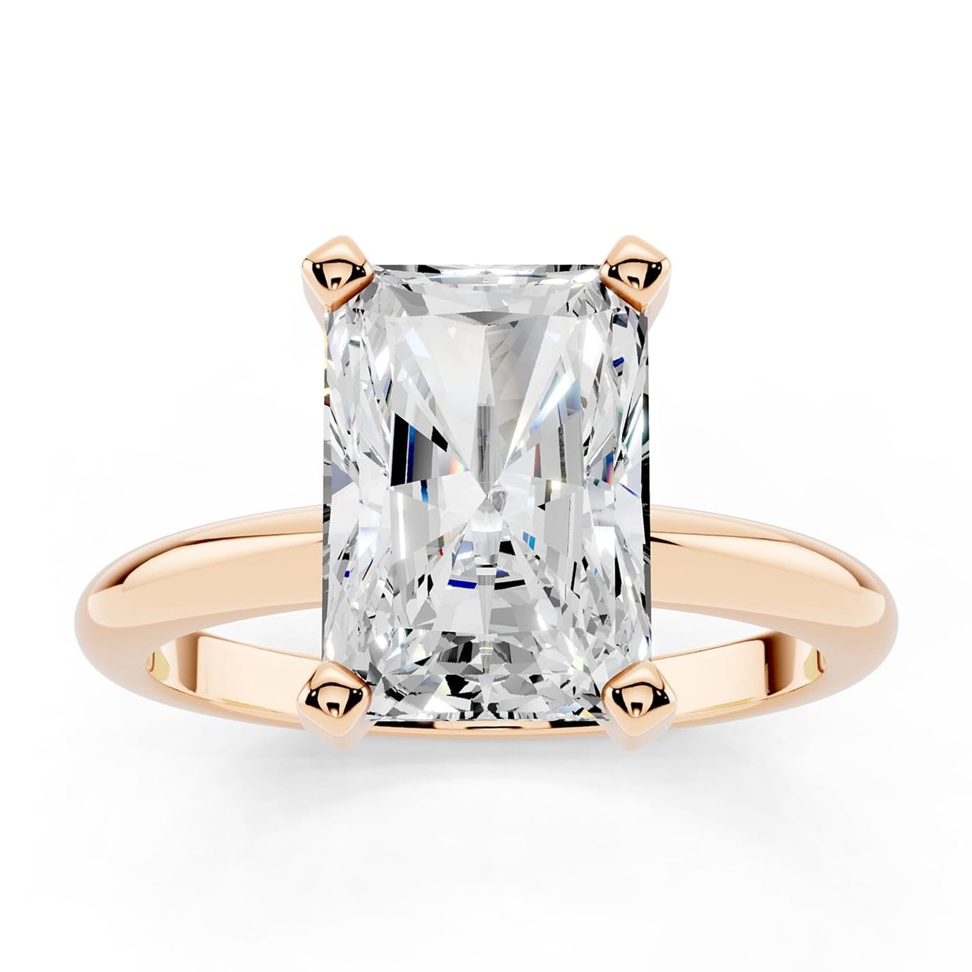 Bling Craft 14K Rose Gold Plated Engagement Rings 2.5 CT 9.5x6.6MM Radiant Cut Moissanite Wedding Promise Rings for Her Stunning Wedding Bands for Women Size 7.5