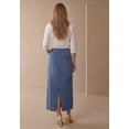 thumbnail image 3 of Jessica London Women's Plus Size Classic Cotton Denim Midi Skirt Pockets Long Jean Skirt, 3 of 4