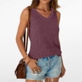 thumbnail image 2 of Womens Fashion Short Sleeve Tee New Tank Tops for Women Casual V Neck Ribbed Knit Tank Tops Loose Sleeveless Basic T-Shirt Lightweight Summer Breathable Camisole ,XS, 2 of 4