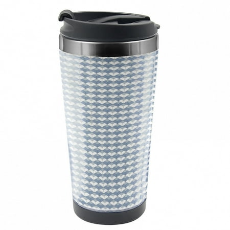 

Geometric Travel Mug Diamond Line Modern Steel Thermal Cup 16 oz by Ambesonne