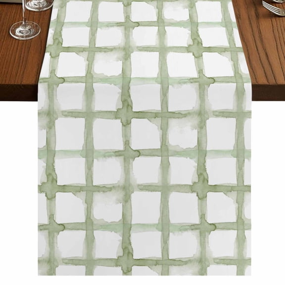 Table Runners 72 Inches Long Dress Scarves, Sage Green Buffalo Plaid Farmhouse Kitchen/Dining Table Runner, Coffee Tablerunners, Farmhouse Check Stripes Geometric 16x72 Inch