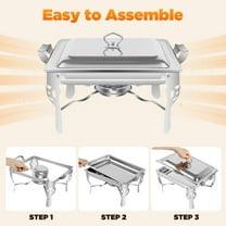 Toolven Chafing Dish Food Warmer, 201 Stainless Steel Buffet Server with Large 6L Capacity for Catering and Parties