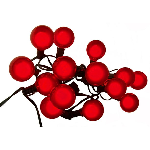 Set of 15 Red Satin G50 Globe Christmas Lights Green Wire Walmart