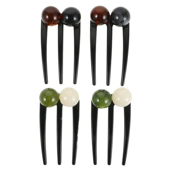 TABLZONE 4-Pack U-Shaped Updo Hair Pins for Women, Assorted Colors Plastic Bobby Pins for Secure Hold at Formal Events
