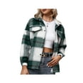 thumbnail image 2 of Women Oversized Plaid Button Down Shirt Shacket Jacket Long Sleeve Casual Fall Outwear with Pockets, 2 of 6