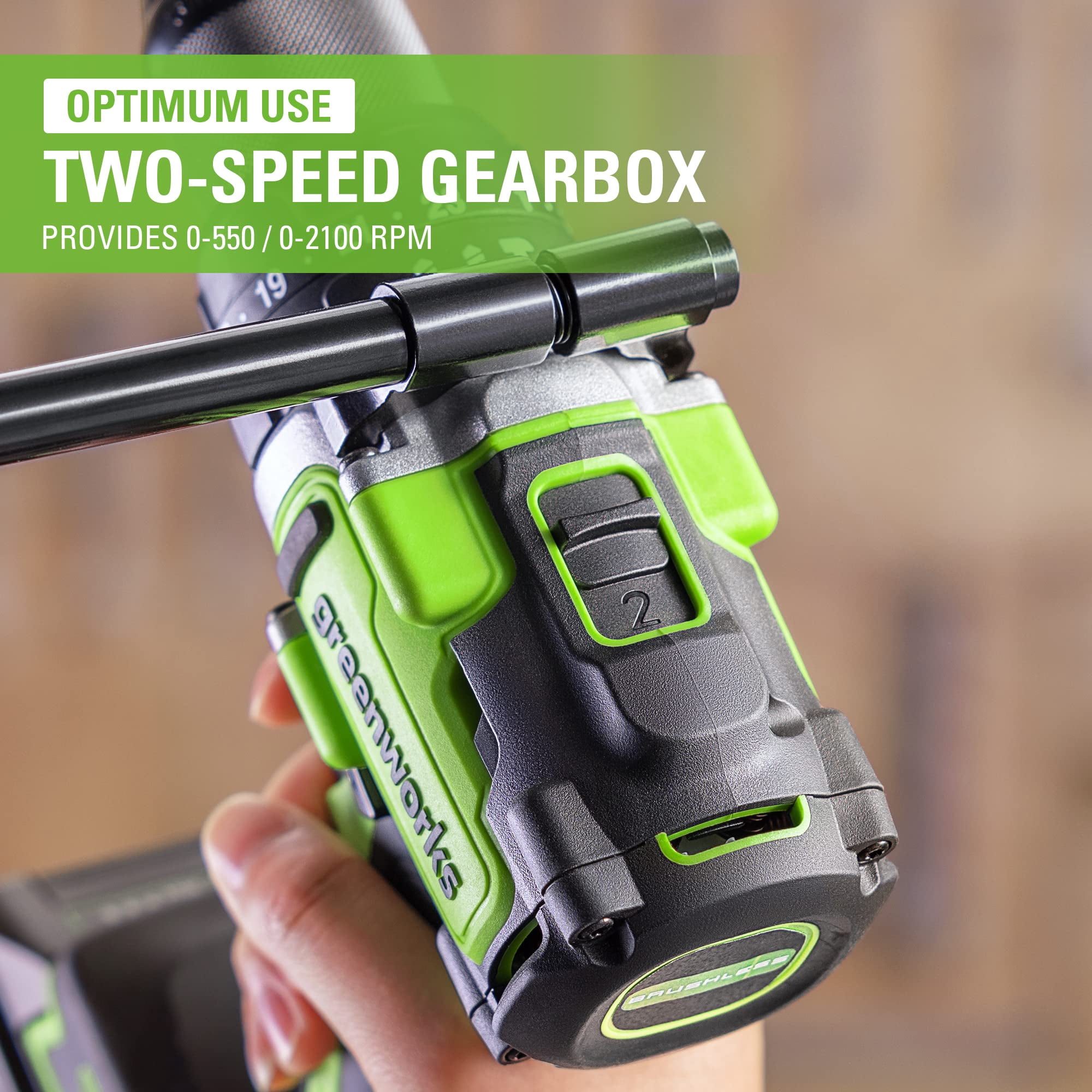 Greenworks 24V Brushless 1/2" Hammer Drill ,1240 in.-lbs,Tool Only
