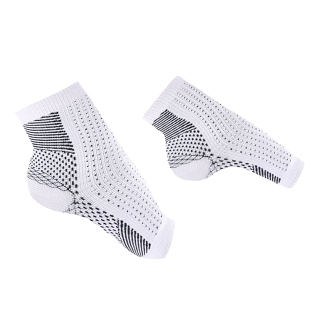 EeaseMX 2 pares de calcetines de compresión para fascitis plantar, calcetines deportivos elásticos de soporte para el tobillo, tallas X/XL (blanco y negro)