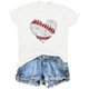 thumbnail image 1 of Mujeres Impreso Casual Top, Manga Corta Crew Cuello Blusa para la Primavera Y el Verano Desgaste, Ligero Imitación Algodón Moda Tee, 1 of 2