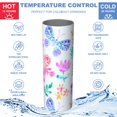 thumbnail image 5 of Butterfly 20 Oz Stainless Steel Skinny Tumbler – Vacuum Insulated Slim Travel Cup with Lid & Stainless Steel Straw, 360° Full Wrap Printed Tumbler for Home, Office & Outdoor Use, Spring, 5 of 6