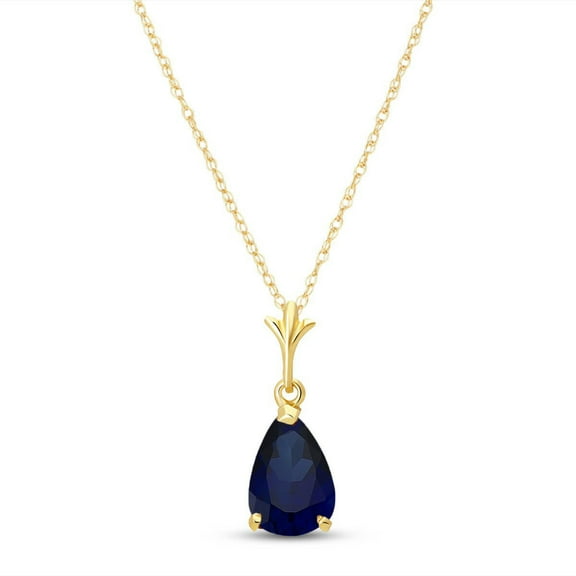 Galaxy Gold GG 14K Yellow Gold 1.5 Carat Sapphire Pendant Necklace - September Birthstone - Truth & Nobility - 16" to 24" - Fine Jewelry for Women