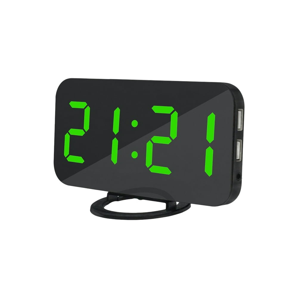 Digital Alarm Clock LED Display with Dual USB Ports Auto Dimmer Mode