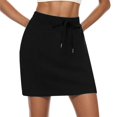 thumbnail image 1 of TZEWGL Womens Solid Linen Mini Golf Skirts Drawcord Low Elastic Waist Shorts A Line Skorts With Pockets For Female size S, 1 of 7