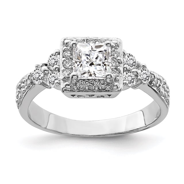 925 Sterling Silver Square Cubic Zirconia Ring