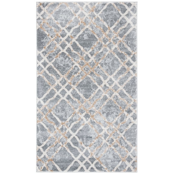 SAFAVIEH Martha Stewart Isabella Hughie Diamond Area Rug, Silver/Ivory, 4' x 6'