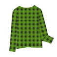 thumbnail image 2 of SonxaHe Big Girls Tshirt Long Sleeve Plaid Comfy Shirt Child Loose Autumn Winter Basic Casual Shirt Green,Sized 8-9, 2 of 5