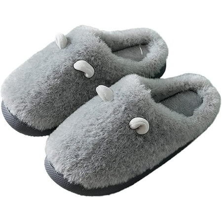 

DanceeMangoo Women Slippers Cute Winter Plush House Slipper Non-Slip Fluffy Slippers Indoor Warm Plush Animal Shoes