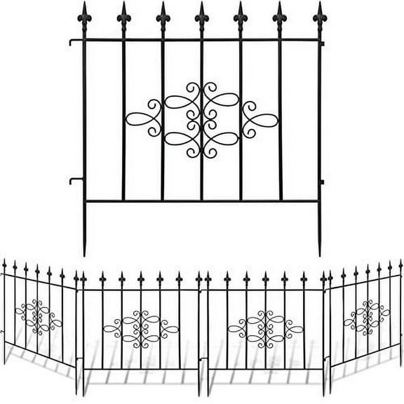 Amagabeli GARDEN & HOME Decorative Garden Fence GFP008 27inx10ft Outdoor Coated Rustproof Metal Garden Fencing Panel Animal Barrier Iron Folding Edge Wire Border Fence Ornamental for Patio Landscape