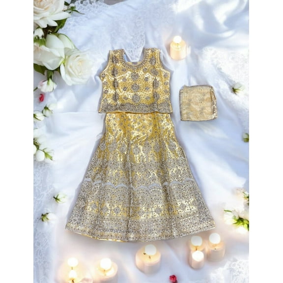 Traditional Girls Lehenga Choli Set, Cultural Wear for Kids,2
