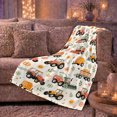 thumbnail image 6 of Harvest Tractors with Sunflowers and Hay Wagons, Cheerful Cartoon Style for Tractor Lovers, Cozy Autumn Farm Scene, Flannel Blanket for Kids Room and Playroom, Christmas Gift and Farm Home Decor, 6 of 9