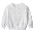 thumbnail image 7 of Besolor Toddler Girls Boy Clothes Cardigan Crewneck Button down Long Sleeve Shirts Hollow out Casual Knitted Jacket Tops(1-2 Years,White), 7 of 7