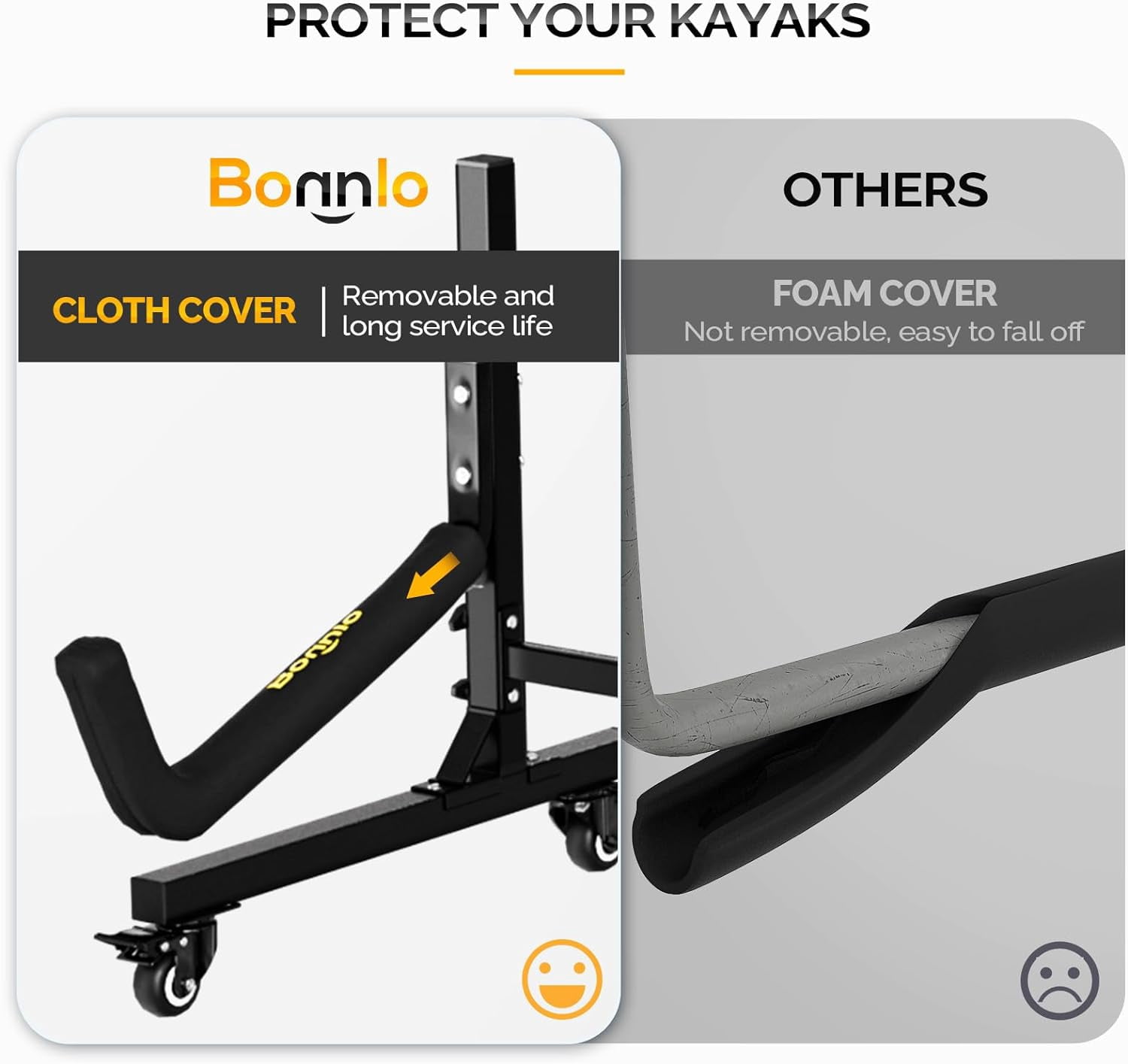 Neatifyes Kayak Stand Freestanding Storage Rack for Kayak Canoe Boat Paddle Board SUP Surfboard for Indoor Outdoor Garage, Shed, Dock with Lockable Wheels Wide Adjustable
