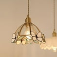 thumbnail image 2 of FSLiving Adjustable Height J Type Track Light Pendants, Brass E26 Socket White Butterflies Dome Stained Glass 3.2 Ft Vintage Stytle, Dimmable Decorate for Barn Kitchen Island Planting Customizable, 2 of 8