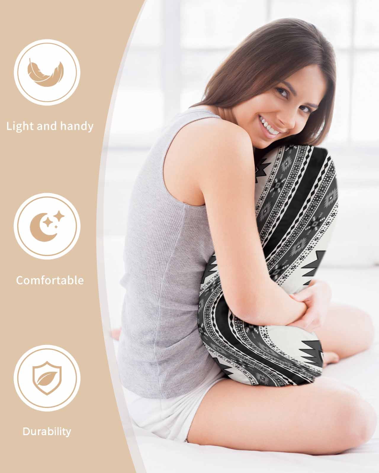 Gray Boho Pillow Cases Queen Size Set of 2, Smooth Satin Pillowcase for Hair and Skin, Southwest Aztec Country Geometric Aesthetic Decorative Cooling Bed Pillow Covers with Zipper, 20x30 Inches