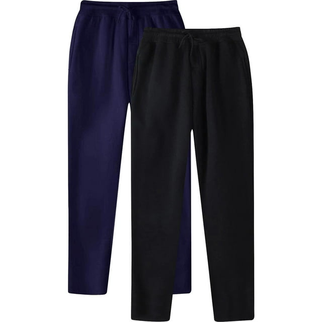 Men's Hip Hop Pants Casual Solid Color Track Cuff Lace Up Workout Pants With Pocket 2 Pcs