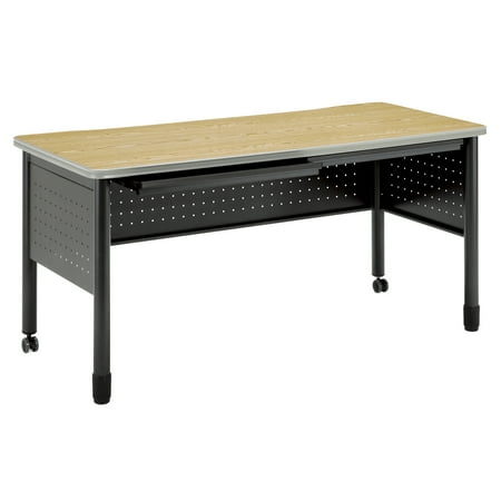OFM Core Collection Mesa Series 27.75" x 59" Steel Training Table and Desk with Pencil Drawers, in Oak (66150-OAK)