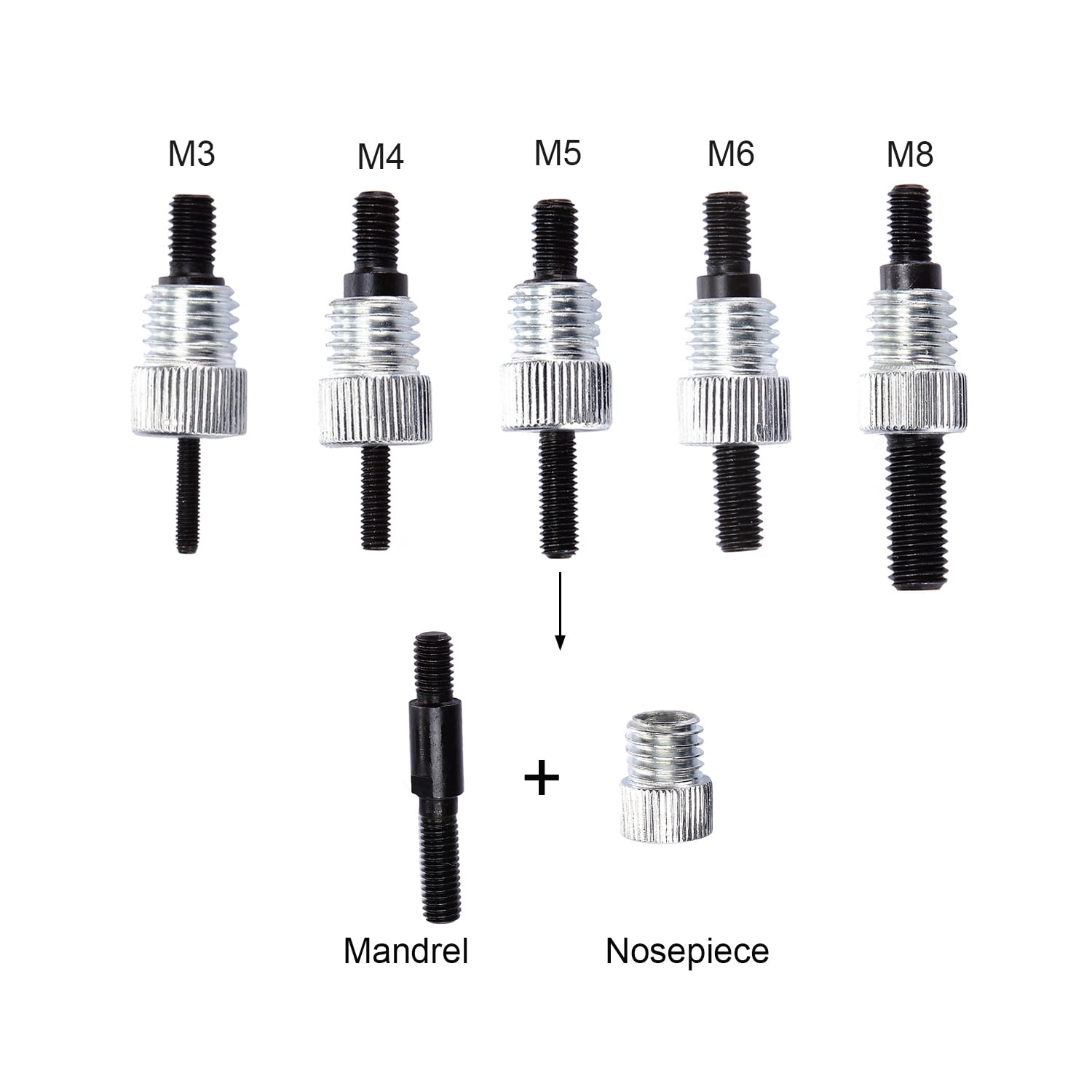 Toprema 126pcs Rivet Nut Tool Kit Set Blind Rivet Nut Hand Riveter Wrench Threaded Insert Rivnut Nutsert M3/M4/M5/M6/M8