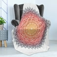 thumbnail image 4 of Mandala Soft Flannel Fleece Throw Blanket, Geometric National Motif with Gradient Tone Effects Petal Heart Forms Medallion, Cozy Plush for Indoor and Outdoor Use, 70" x 90", Multicolor, by Ambesonne, 4 of 5