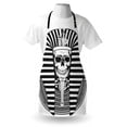 thumbnail image 3 of King Apron Egyptian Pharaoh Ruler Mummy Skull Skeleton Statue for Ancient Egypt Lovers Print, Unisex Kitchen Bib Apron with Adjustable Neck for Cooking Baking Gardening, Black and White, by Ambesonne, 3 of 3