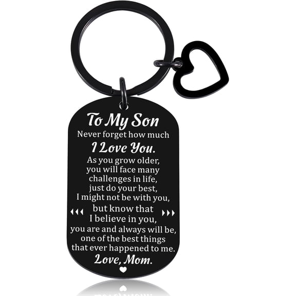 College Dorm Room Essentials for Son from Mom Back to School Supplies for Guys Birthday Keychain Gifts for Sons to My Son Keychain 21st Birthday Key Chain Gift for Him First Day of Schools Sign