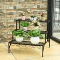 thumbnail image 2 of Topbuy 3-Tier Metal Plant Stand Flower Potted Holder Ladder Storage Rack for Outdoor Indoor Use, 2 of 6