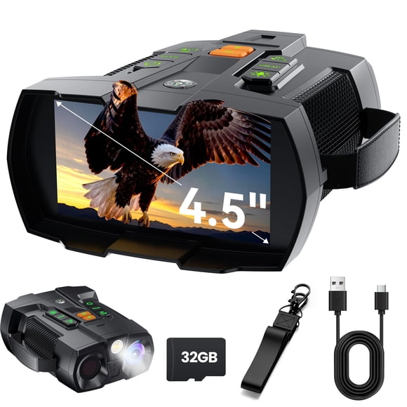 4K Night Vision Goggles for Adults: 4.5" HD Large Screen Digital Night Vision Device with 5000mAh Battery - Outdoor Exploration & Camping Gear Gifts for Men Husband