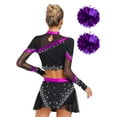 thumbnail image 2 of Moggemol Womens 3Pcs Cheer Leader Outfits School Cheerleading Uniform Set Purple S, 2 of 5
