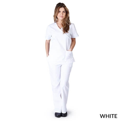 Natural Uniforms - Women's Six-Pocket Mock Wrap Medical Scrub Set ...
