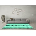 thumbnail image 3 of Ahgly Company Machine Washable Indoor Square Solid Turquoise Blue Modern Area Rugs, 5' Square, 3 of 4