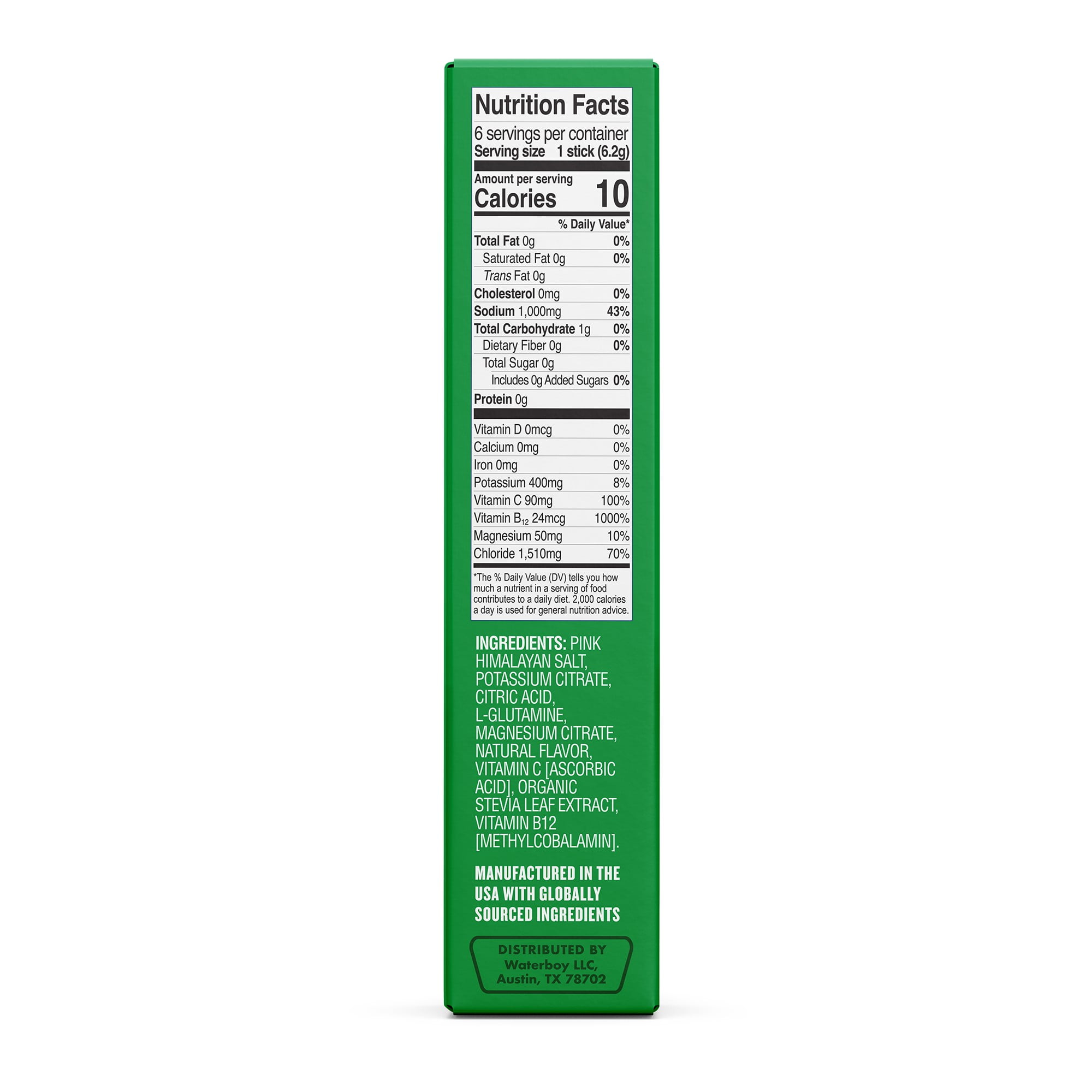 Waterboy Workout Hydration Sugar-Free  Electrolyte Powder Packets, Lemon Lime, 6 Count