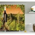 thumbnail image 1 of Wine Decor Shower Curtain Set, Bottle and Glass of Wine and the Vineyards of Sunset Countryside Romantic Evening View, Bathroom Decor, Green Orange, by Ambesonne, 1 of 1