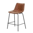 thumbnail image 3 of Abble 24 in. Camel Color Faux Leather Upholstered Counter and Bar Stool(Set of 2), 3 of 5
