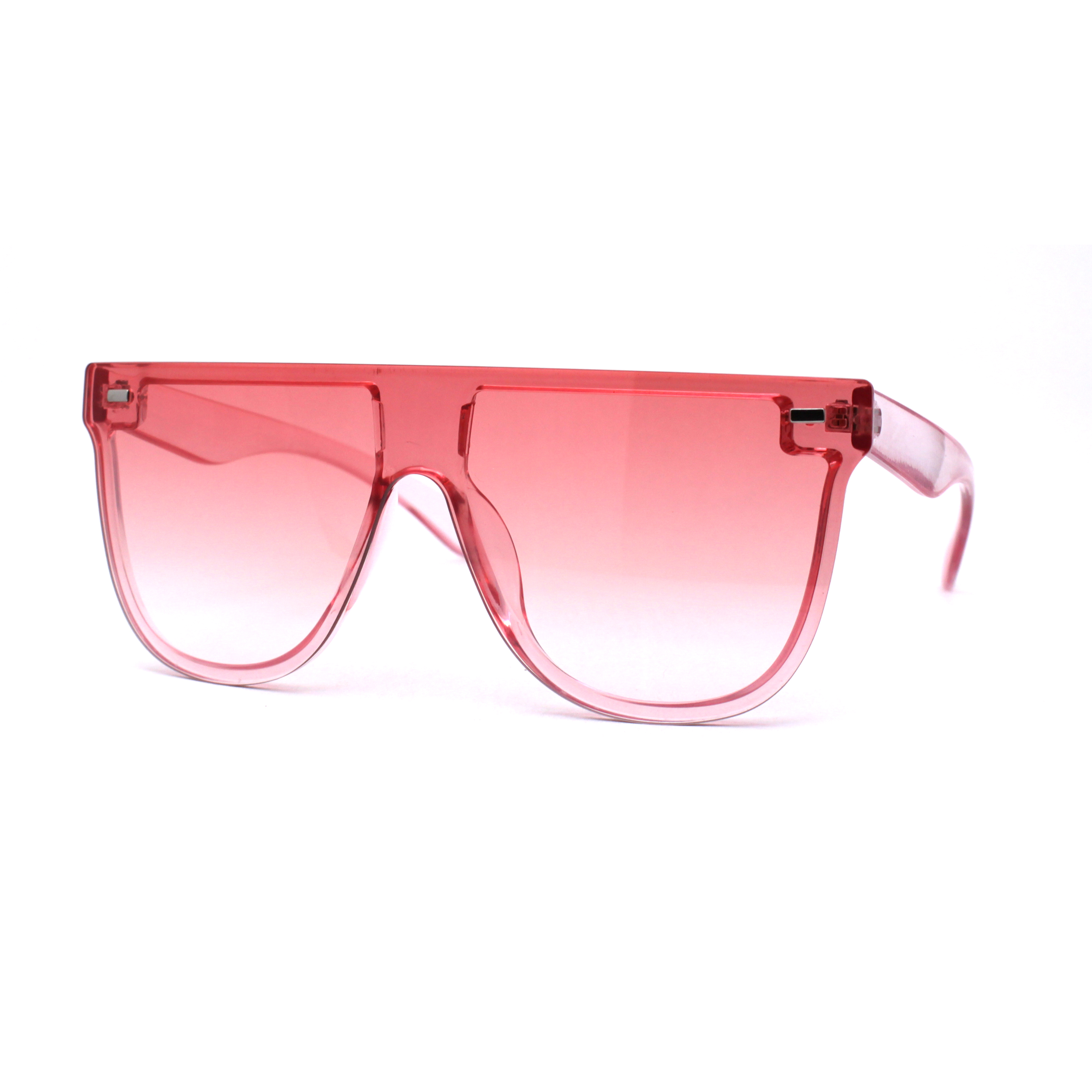 Flat Top Shield Horn Rim Hip Hop Sunglasses All Pink - Walmart.com