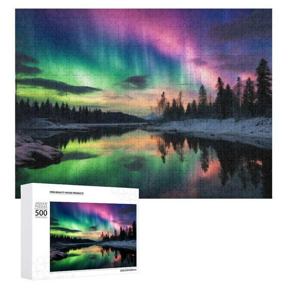 500-Piece Aurora Borealis Puzzle – Ideal for Game Nights & Home Décor, Fun for All Ages
