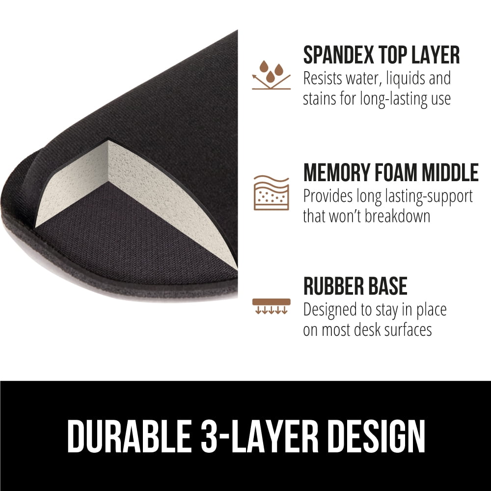 Gorilla Grip Gel Memory Foam Wrist Rest for Computer Keyboard, Mouse, Ergonomic Design, Desk Pads, 2 Piece Set, Black