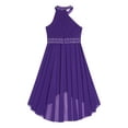 thumbnail image 3 of Aislor Girls High Low Dress Halter Sleeveless Wedding Pageant Party Ruched Chiffon Formal Flower Dress Purple 16, 3 of 7