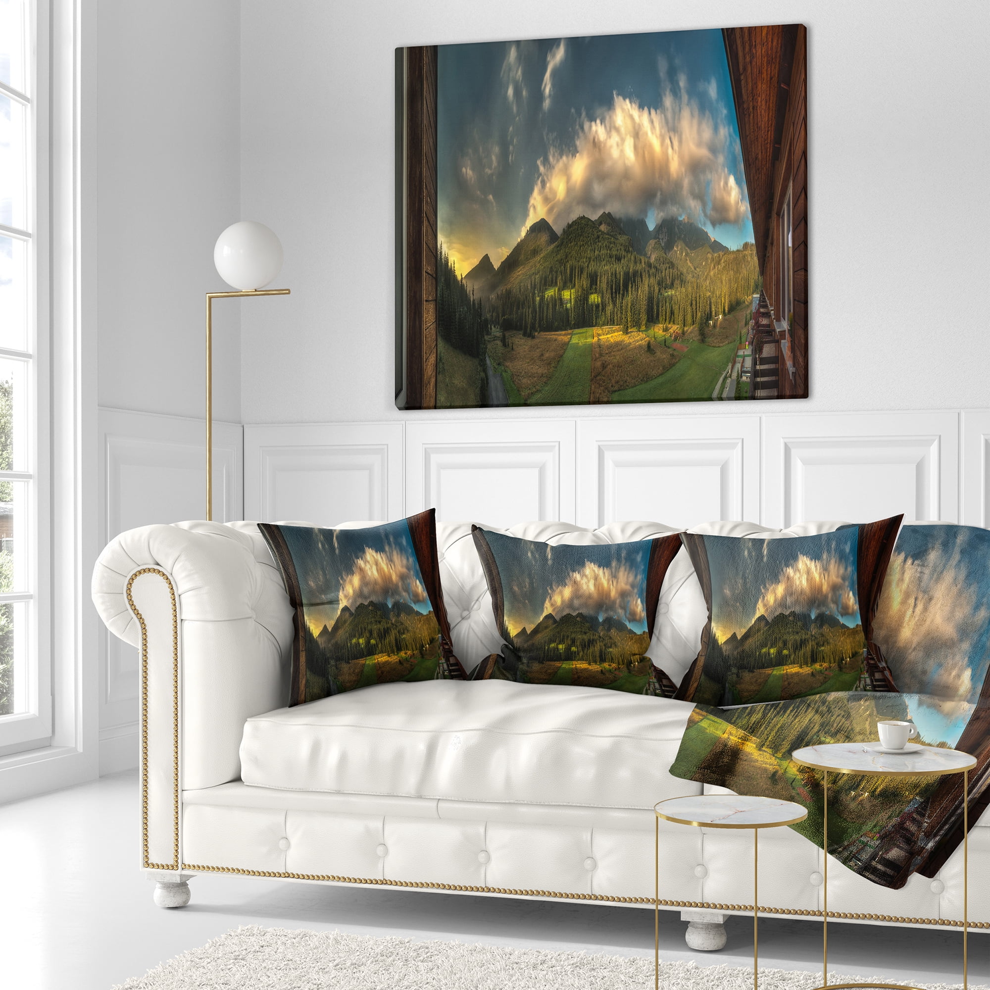 Designart Outside View from Hotel Room - Landscape Printed Throw Pillow - 16x16