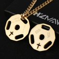 thumbnail image 3 of HZMAN Mens Fashion Stainless Steel Fitness Gym Dumbbell Weight Plate Barbell Chain Pendant Necklace (Gold), 3 of 6
