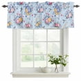 thumbnail image 2 of 2 Pack Valances for Windows, Pink Blue Flowers Window Valances for Living Room/Bedroom/Bathroom, Spring Floral Pastoral Birds Leaves Light Filtering Kitchen Curtain Valance 60"W x18" L, 2 of 9