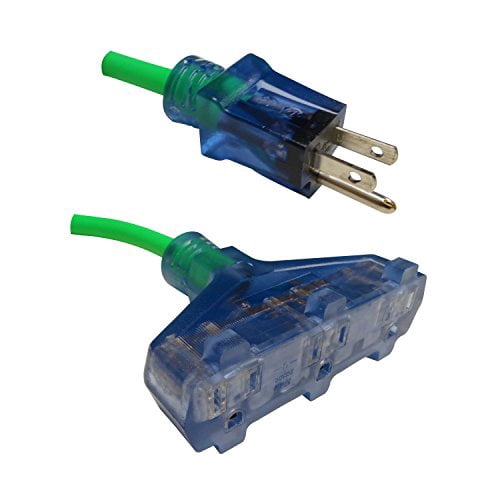 12/3 Extension Cord 100 ft Outdoor Indoor Heavy Duty 100 ft Extension Cord 12/3 12 Gauge Extension Cord 3 Outlet Lighted 15 Amp 1875 Watts Triple Outlet 12 Gauge Extension Cord 100 ft Copper