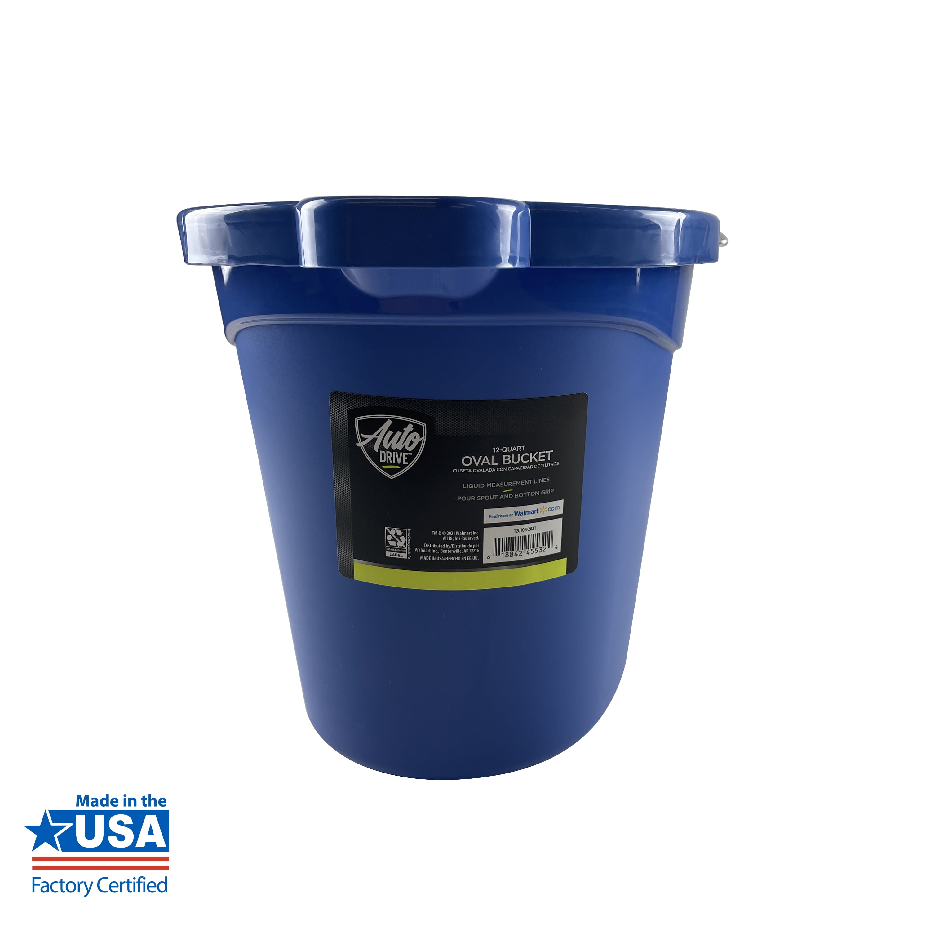 Auto Drive  Plastic 12-Quart Oval Bucket, Blue